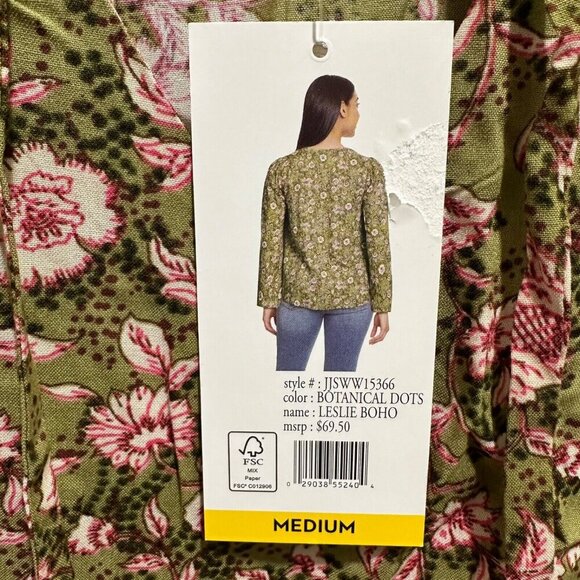 Jessica Simpson Womens Size M Leslie Boho Botanical Dots Small Top Shirt NWT - Picture 5 of 7